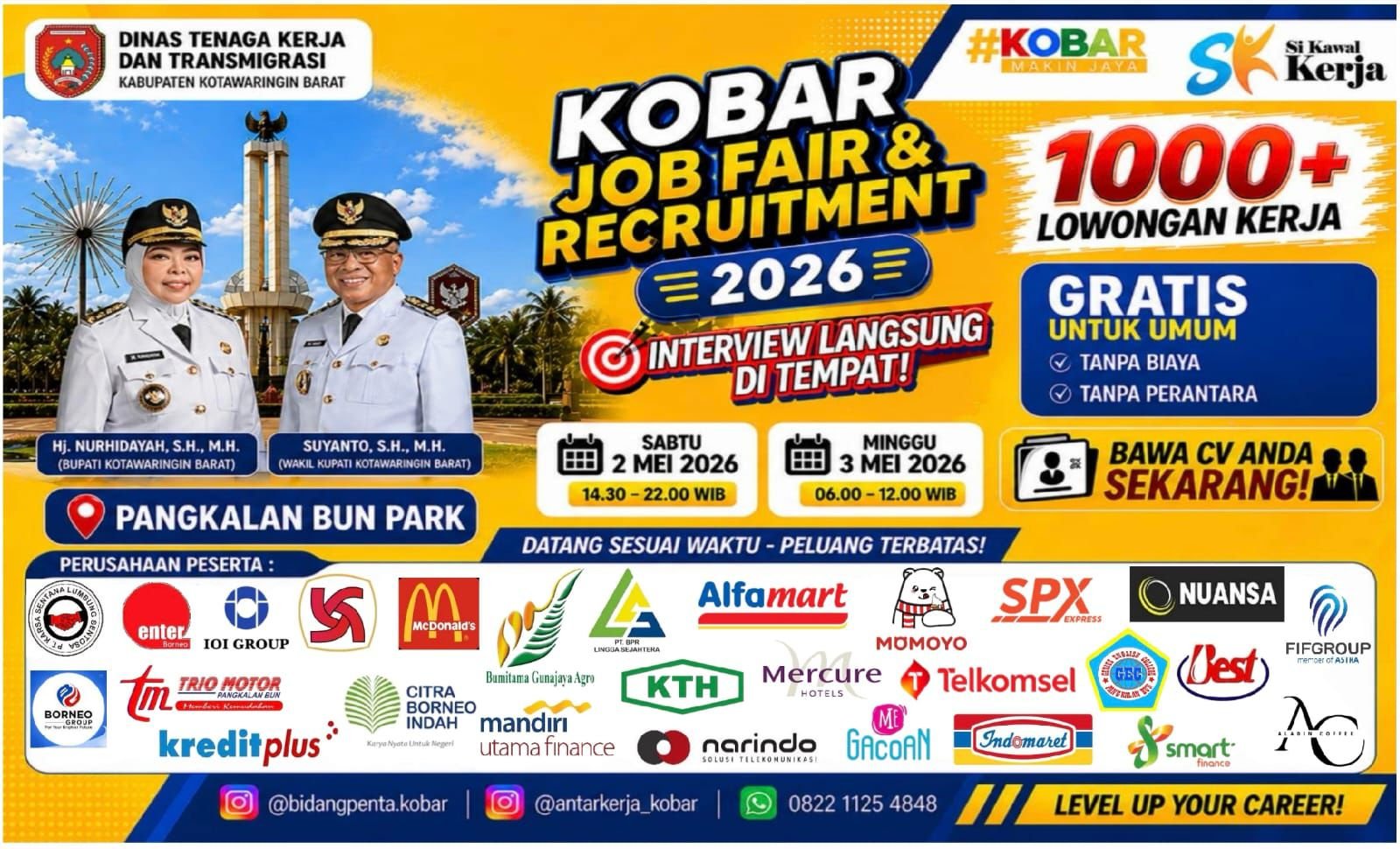 Buka Ribuan Peluang Kerja, Kobar Job Fair 2026 Resmi Digelar